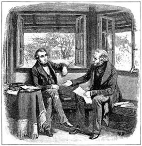 William Pickering and Charles Whittingham in the summer house at Chiswick.